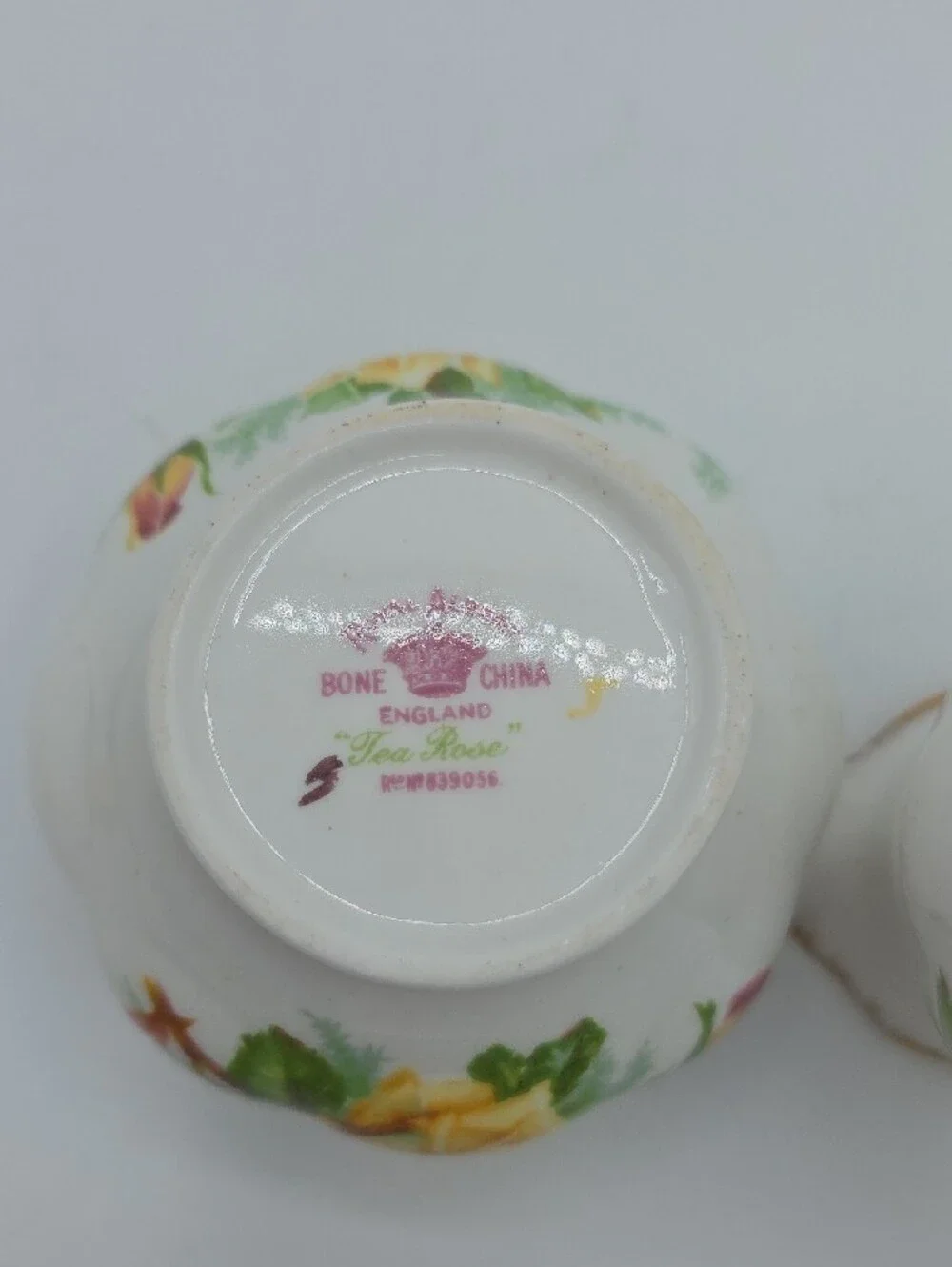 Royal Albert Tea Rose Yelloe and Green Floral Porcelain Cream And Sugar Dishes